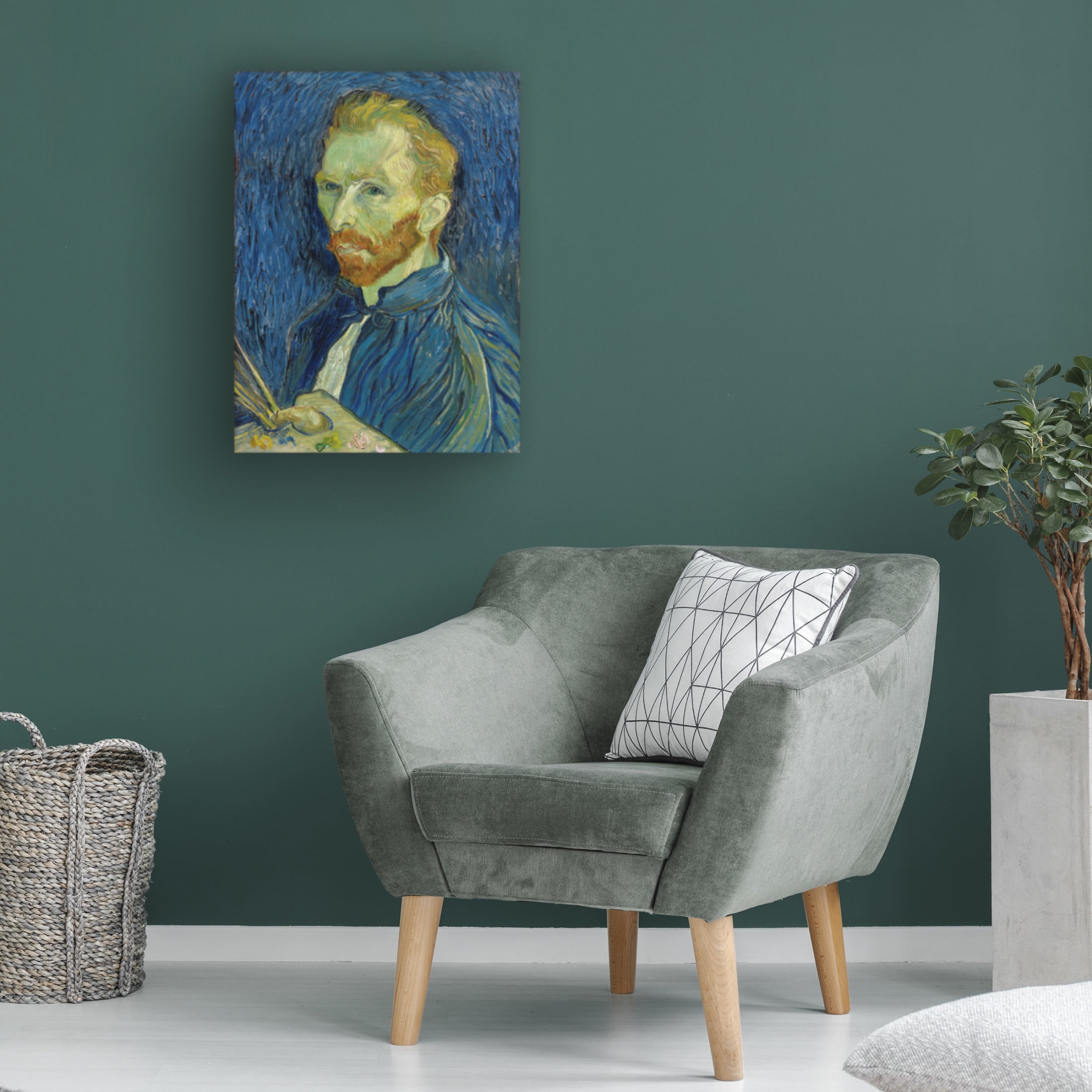 Canvas Wall Art - Masters Collection 'Self Portrait With Palette Vincent Van Gogh' Wall Art for Living Room, Bedroom, or Office Décor by Trademark Fine Art - 14 x 19 Inches
