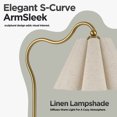 thumbnail image 6 of KUNJOULAM Modern Minimalist Style Gold Curved Metal Lamp Post Decorative Desk Lamp, Use E26 Bulb With Linen Petal Shaped Lampshade(bulb Not Included), 6 of 9