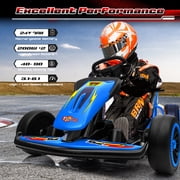 Letsgokid 24V Big Kids Electric Go Kart, 400W Fast Drift Kart with 4 Speed Mode, Up to 8.1 MPH, EVA Tires, 5-Point Safety Belt, Music, High/Low Speed, Go Karts for Kids Ages 6-12 Boys Girls