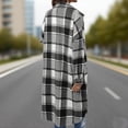 thumbnail image 5 of Baberdicy Women's Long Plaid Shirt Jacket, Tweed Open Front Oversized Cardigan , Plaid Wool-Blend Shacket, Long Shirt-Cardigan, Fall Layer Grey L, 5 of 5