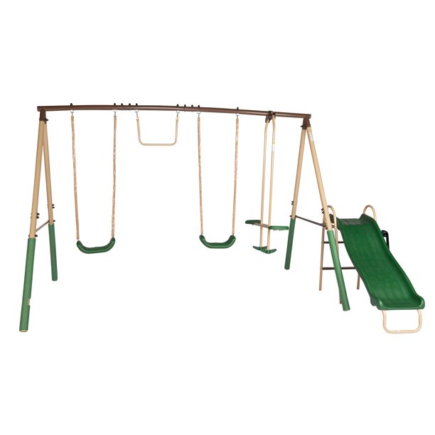 ALEKO BSW09 Outdoor Sturdy Child Swing Set with 2 Swings, Trapeze