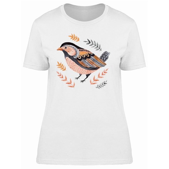 Watercolor Ornate Bird Autumn Tee Women's -Image by Shutterstock
