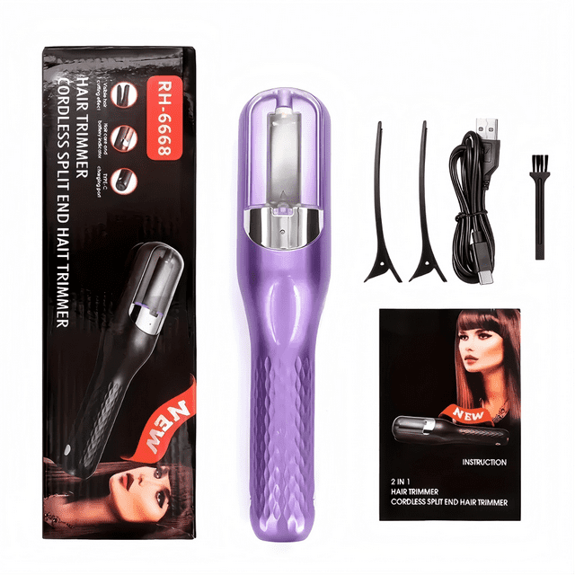 1 pcs Split End Remover 2-in-1 Automatic Split End Trimmer with Blue Light Conditioner Professional Split End Trimmer for Dry Damaged Brittle Hair Hair Clipper