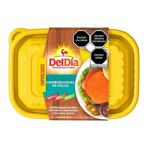 Hamburguesas de pollo Del Día empanizadas y congeladas 500 g