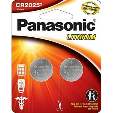 Panasonic CR2025 3.0 Volt Long Lasting Lithium Coin Cell Batteries in Child Resistant, Standards Based Packaging, 2-Battery Pack