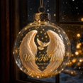 thumbnail image 5 of Light Up Transparent Christmas Ornament Ball,Angel Feathers Design Hanging Bauble With Built-in LED Lights,Christmas Tree Mantel Window Decor,B, 5 of 7