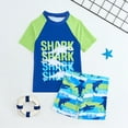 thumbnail image 3 of GYRATEDREAM Boys 2 Piece Rash Guard Swimsuits Set Kids Short Sleeve Swim Shirts Quick Dry Bathing Suits with Trunks Blue for 7-12Y, 3 of 7