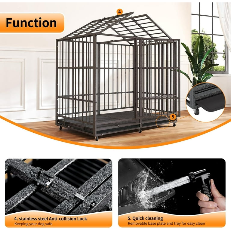 ICLBC 54 inch Heavy Duty Indestructible Dog Crate Steel Escape