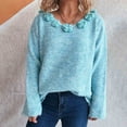 thumbnail image 5 of Fall Sweaters For Women Sevevn Women's Long Sleeve Round Neck Flower Decoration Solid Color Knitted Sweater, 5 of 6