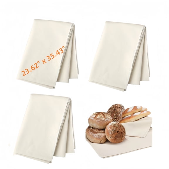 Naisfei 3 pcs All-cotton Tea Towels for Baking Sourdough, Unbleached Bread Proofing Cover Cloth, Flour Sack Towels  for Dough, Baguettes, Loaves, Pastry, Homemade Bread (23.62" x 35.43")