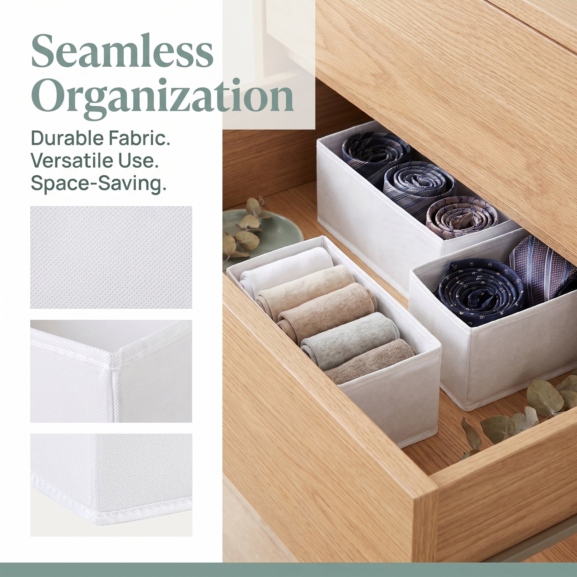 Unique Bargains Storage Bin with Zipper for Organizing Clothes White 11" x 5.5" x 4.7"