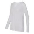 thumbnail image 2 of Bella Women's Side-Seamed Modern Flowy Vneck Long T-Shirt, Small, White, 2 of 5