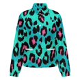 thumbnail image 5 of Jackets for Women Winter Coat Jackets Flannel Stand Collar Jacket(Blue Pink Leopard Skin,Size:S-4XL), 5 of 7