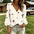 thumbnail image 6 of Women's Tops Dqueduo Women's Cow Print V Neck Long Sleeve Casual Loose Blouse Shirt, 6 of 7