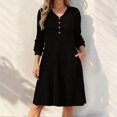 thumbnail image 2 of ZHOGXU Fashion Womens Bodycon Midi Dresses Solid Color V Neck Long Sleeve Fitted Button Front Office Daily Wear, 2 of 5