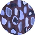thumbnail image 1 of Ahgly Company Machine Washable Indoor Round Abstract Blue Modern Area Rugs, 4' Round, 1 of 4