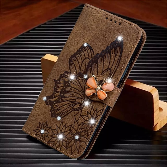 Funda De Teléfono Tipo Cartera De Piel Con Purpurina For Ip