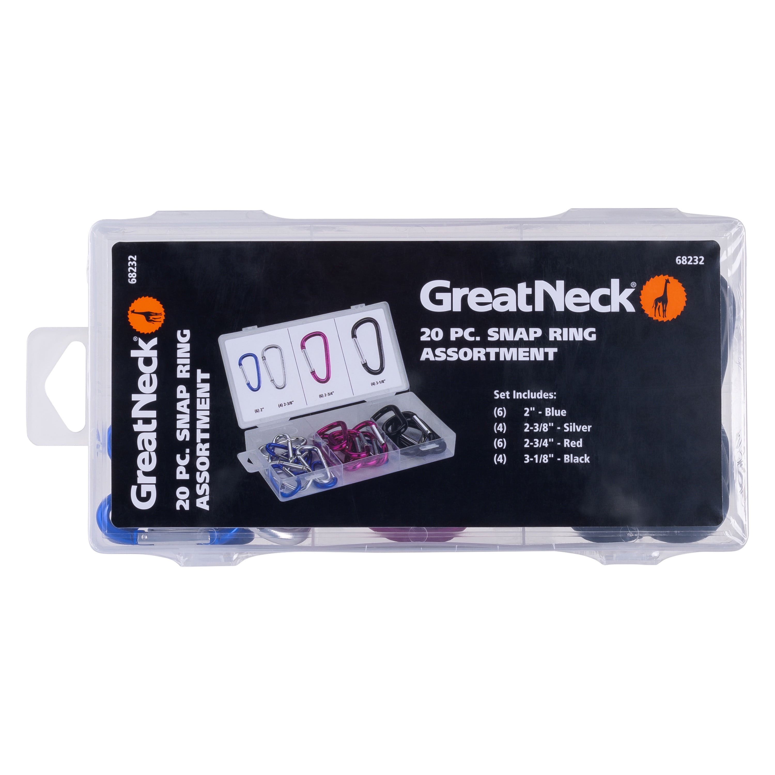 Great Neck Tools Snap Ring Assortment, 20 Piece Set, Multicolor