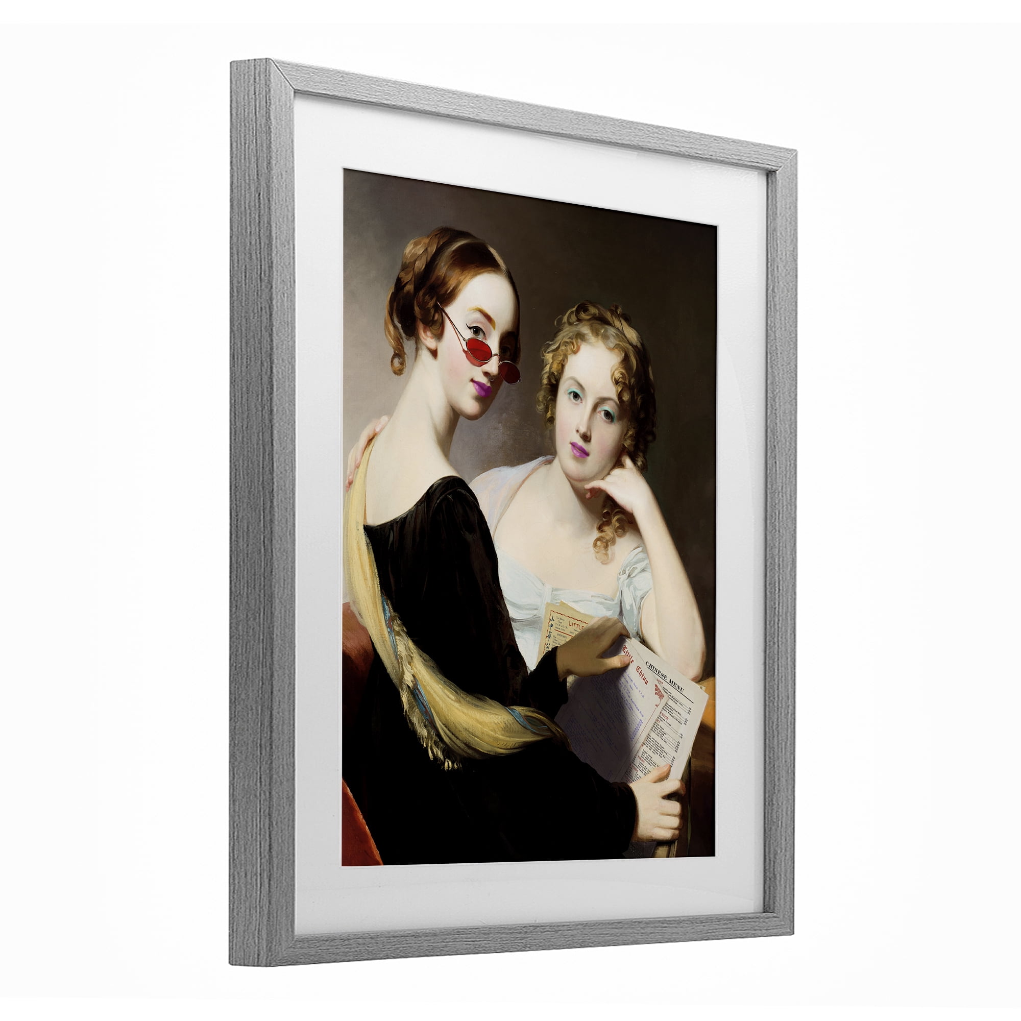 Stupell Industries Vintage Ladies Ordering Takeout Gray Framed Print Under Glass, design by Wild Apple Portfolio