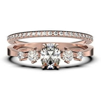 Minimalist Classic 1.15 Carat Oval Cut Diamond Moissanite Engagement Ring, Fairy And Dainty Ring, Wedding Ring in 10k Solid Rose Gold, Gift For Woman, Promise Ring, Bridal Rings Set