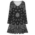 thumbnail image 3 of Paisley Pattern Long Sleeve Dresses For Women Vintage Elegant Party Dress Oversized V-neck Dress S-8XL, 3 of 7