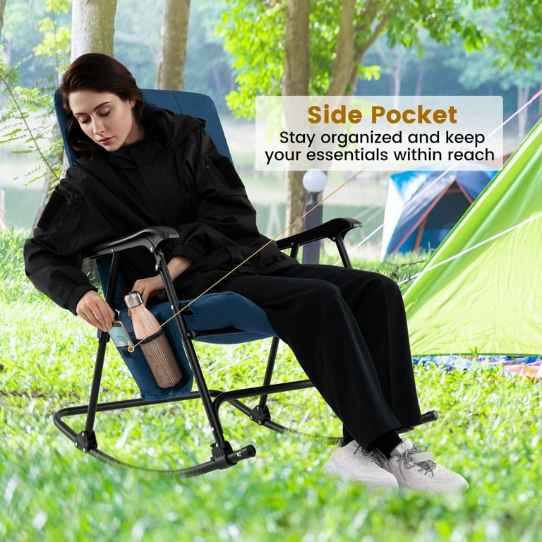 Gymax Set of 2 Outdoor Lawn Porch Rockers, Padded Folding Deck