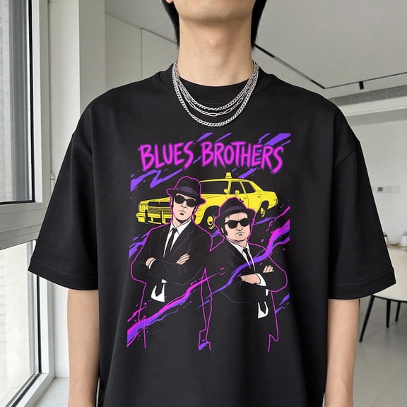 Retro Blues Band Graphic T-Shirt, Vintage 80s Comedy Duo Tee, Classic Music Pop Culture Unisex Shirt