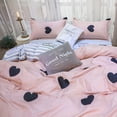 thumbnail image 3 of Pink Heart Duvet Cover Set Bedding Set 3PCS Microfiber Love & Stripe Pattern Reversible Quilt Cover Zipper with 2 Pillow Cases, 3 of 7