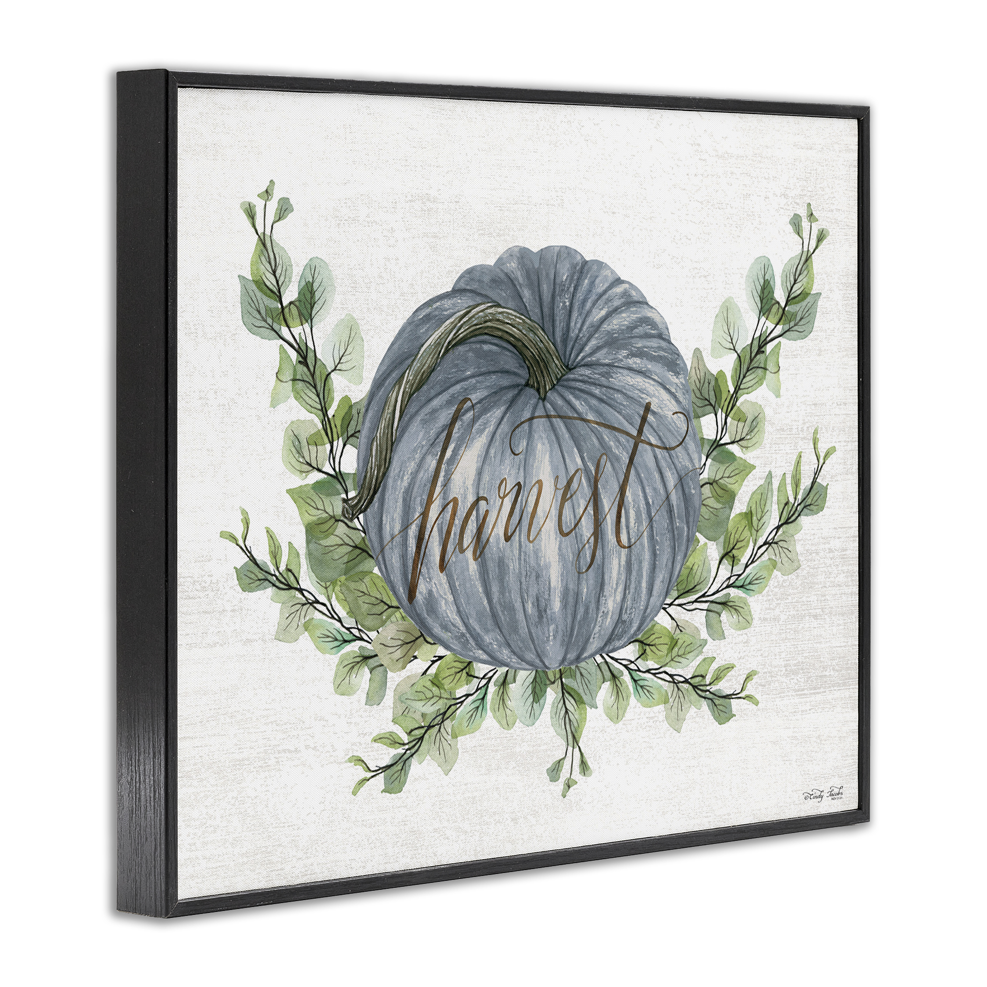 Stupell Industries Blue Harvest Pumpkin Food & Beverage Painting Black Framed Art Print Wall Art, 20 x 16
