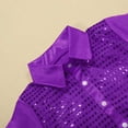 thumbnail image 7 of Boys Shirts - Kids Dance Performance Top Sparkly Sequins Jazz Shirt Long Sleeve Button-Down Stage for Girls & Boys - Shirts for Boys,Color:Purple,Size:9-10 Years, 7 of 7