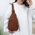 thumbnail image 4 of Bolso bandolera de pana para hombre – Mochila vintage blanda para el pecho • Correa ajustable • Mensajero de hombro multicompartimento • 12,2"x6,7" • Viaje al aire libre Casual, 4 of 6