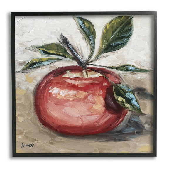 Stupell Industries Traditional Apple Painting Food & Beverage Painting Black Framed Art Print Wall Art, 12 x 12