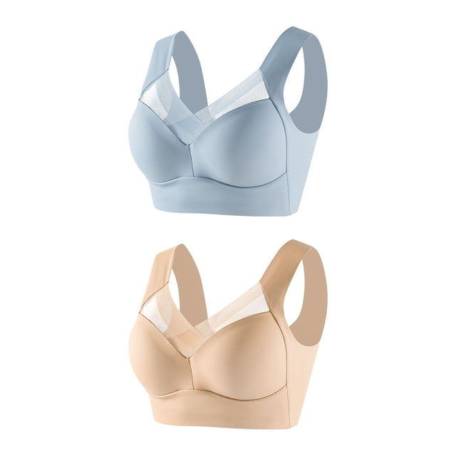 Yuyuzo 2 Pack Plus Size Womens Sport Bras Full Coverage Wireless Seamless Padded Lifting Push up Bras