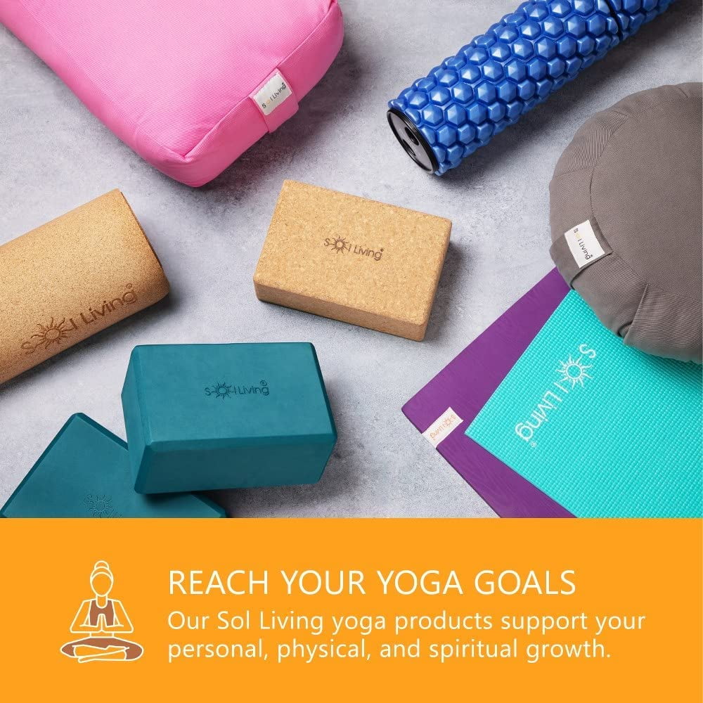 Sol Living Yoga Block Cork Brick Stretching Pilates Meditation Exercise Equipment Support Deepen Poses Odor Free Non Slip Yoga Accessories - 4" x 6" x 9" - Single Block
