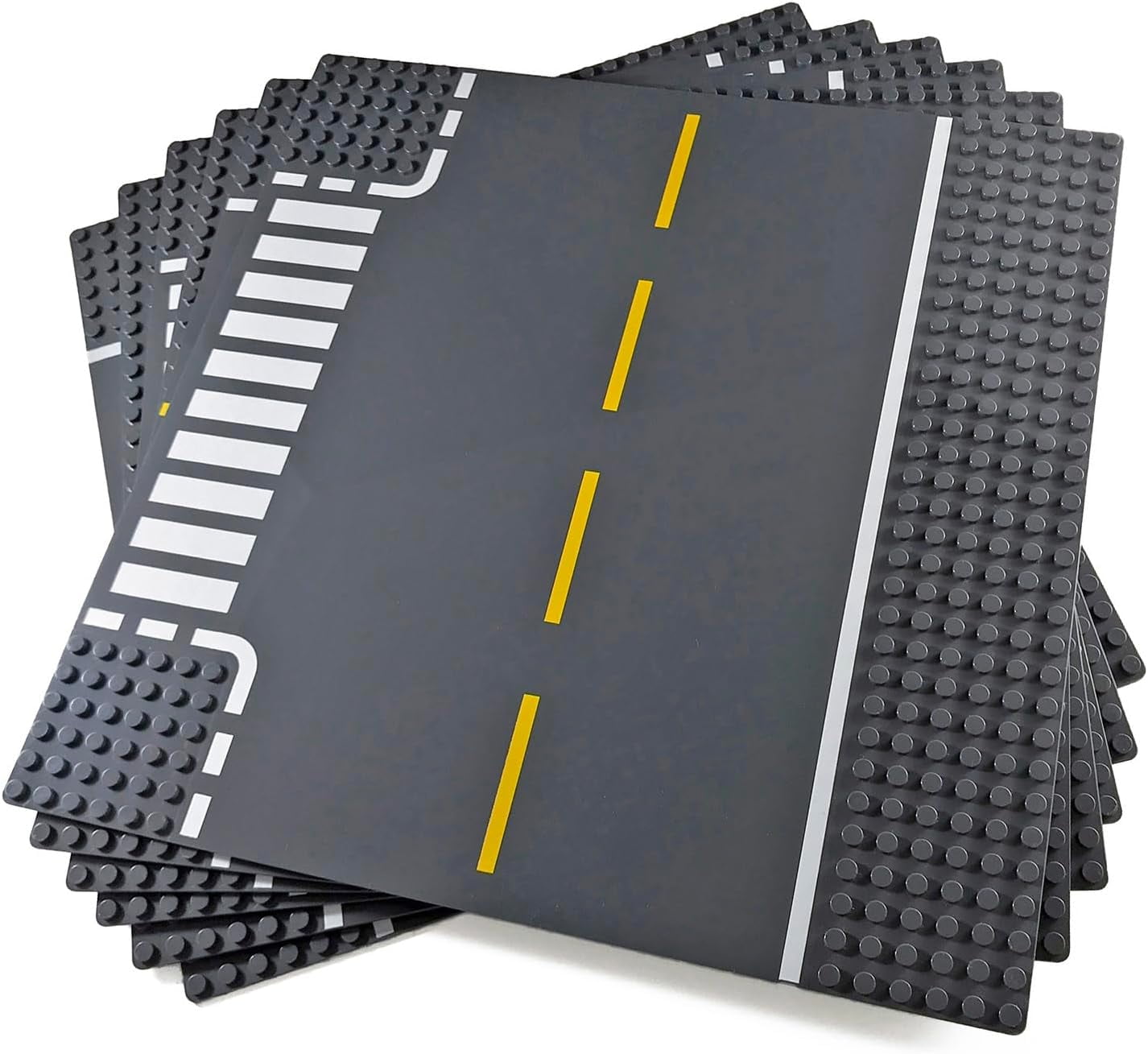 Strictly Briks – 8 Basi Strada Per Costruzioni: 4 Curve + 4 Dritte, 25,4x25,4 Cm