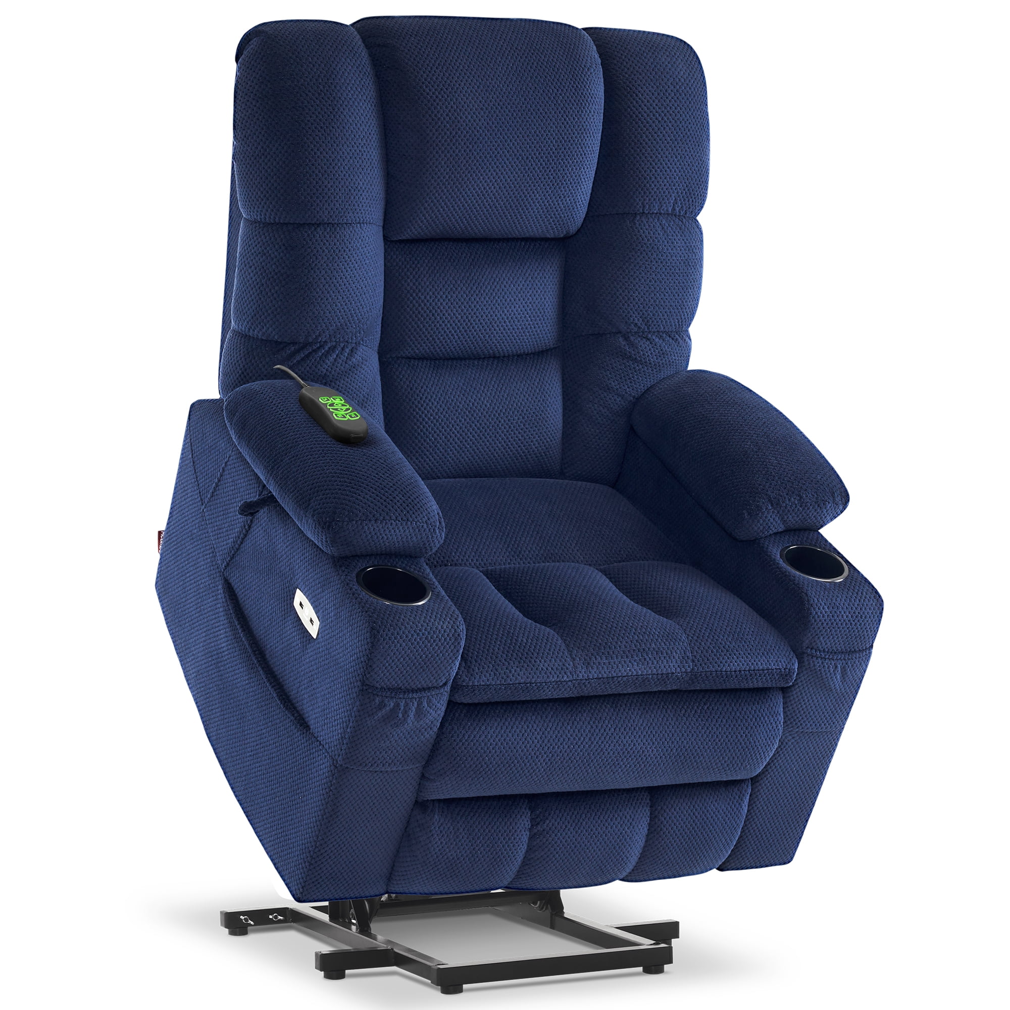 MCombo Triple Motor Power Lift Recliner for Elderly, Sleep Recliner Sofa with Adjustable Headrest, Fabric, Navy Blue