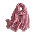 thumbnail image 3 of Women's Solid Color Scarf, Cotton Blend Lightweight Linen Like Shawl with Fringed Edges, Oversized Scarf for Travel and Spring Summer Pink, 3 of 6