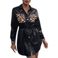 thumbnail image 1 of Abrigos para dama Gibobby Chaqueta estilo motociclista Estampado de leopardo sintética longitud media Negro L, 1 of 5