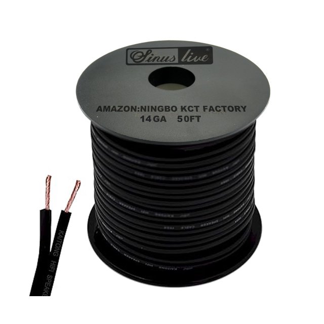 Cable de altavoz de calibre 14 AWG, cable de altavoz negro, 50 pies, 100 pies (50 pies)