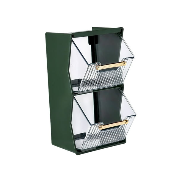 Pisexur Batería de cocina Organizadores de almacenamiento divididos para bolsitas de té de plástico, armarios de cocina de doble capa, encimeras, despensas, cápsulas para la cocina del hogar