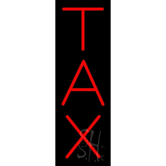 Red Vertical Tax LED Neon Sign 24 x 8 - inches, Black Square Cut Acrylic Backing, with Dimmer - Bright and Premium built indoor LED Neon Sign for Defence Force.