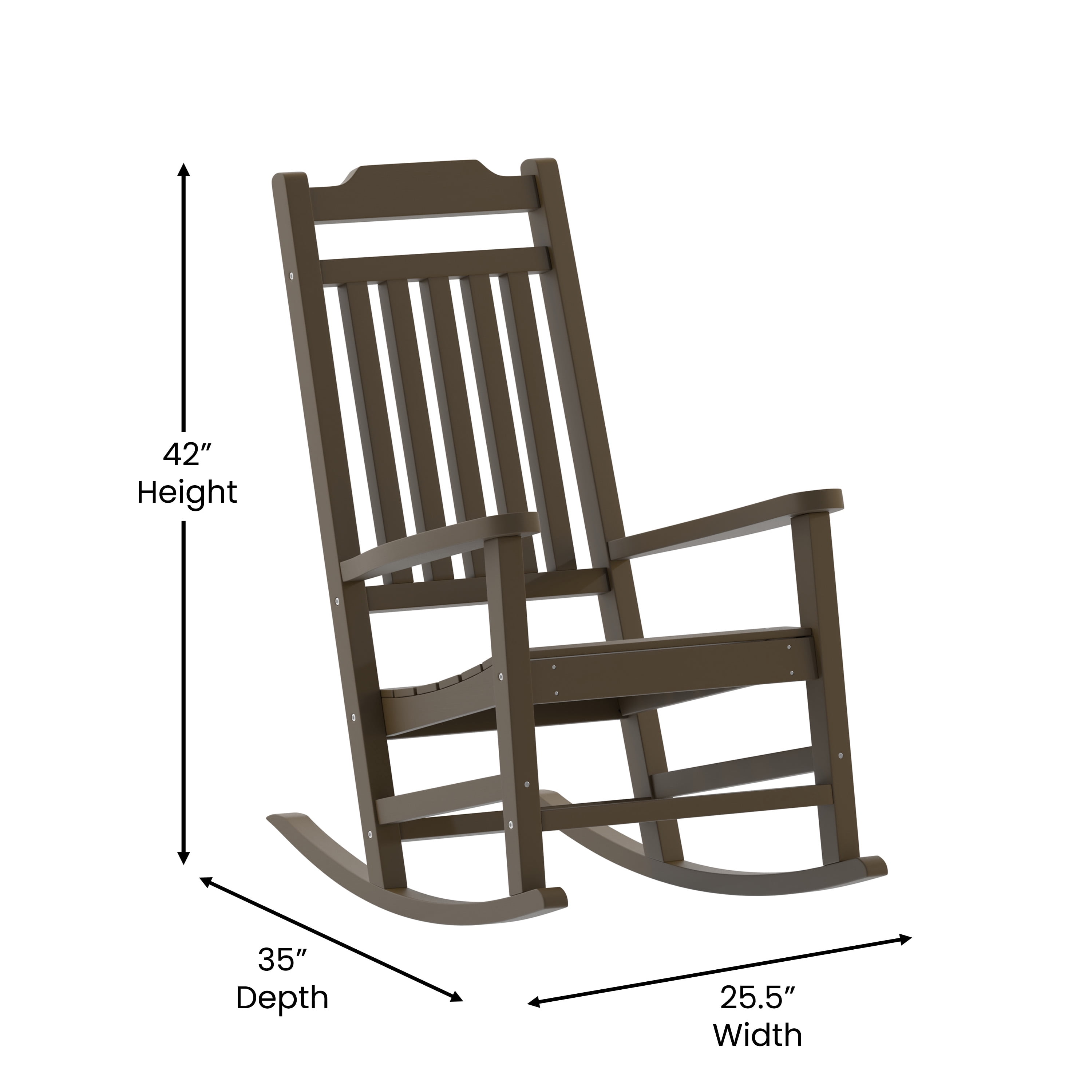 Flash Furniture Set of 2 Winston All-Weather Rocking Chair in Mahogany Faux Wood