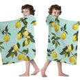 thumbnail image 4 of Yellow Lemon Fruit Flowers LightBlue Pattern Hooded Bath Towel，50"x30" for Ages 3 To 12 Kids, Quick Dry Lightweight Soft Microfiber Hood Beach Towel Cover Up for Kids, 4 of 7