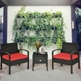 thumbnail image 4 of Patiojoy Ensemble de Conversation Extérieur en Osier pour Patio de 3 Pcs avec Table et Chaises, Rouge, 4 of 9