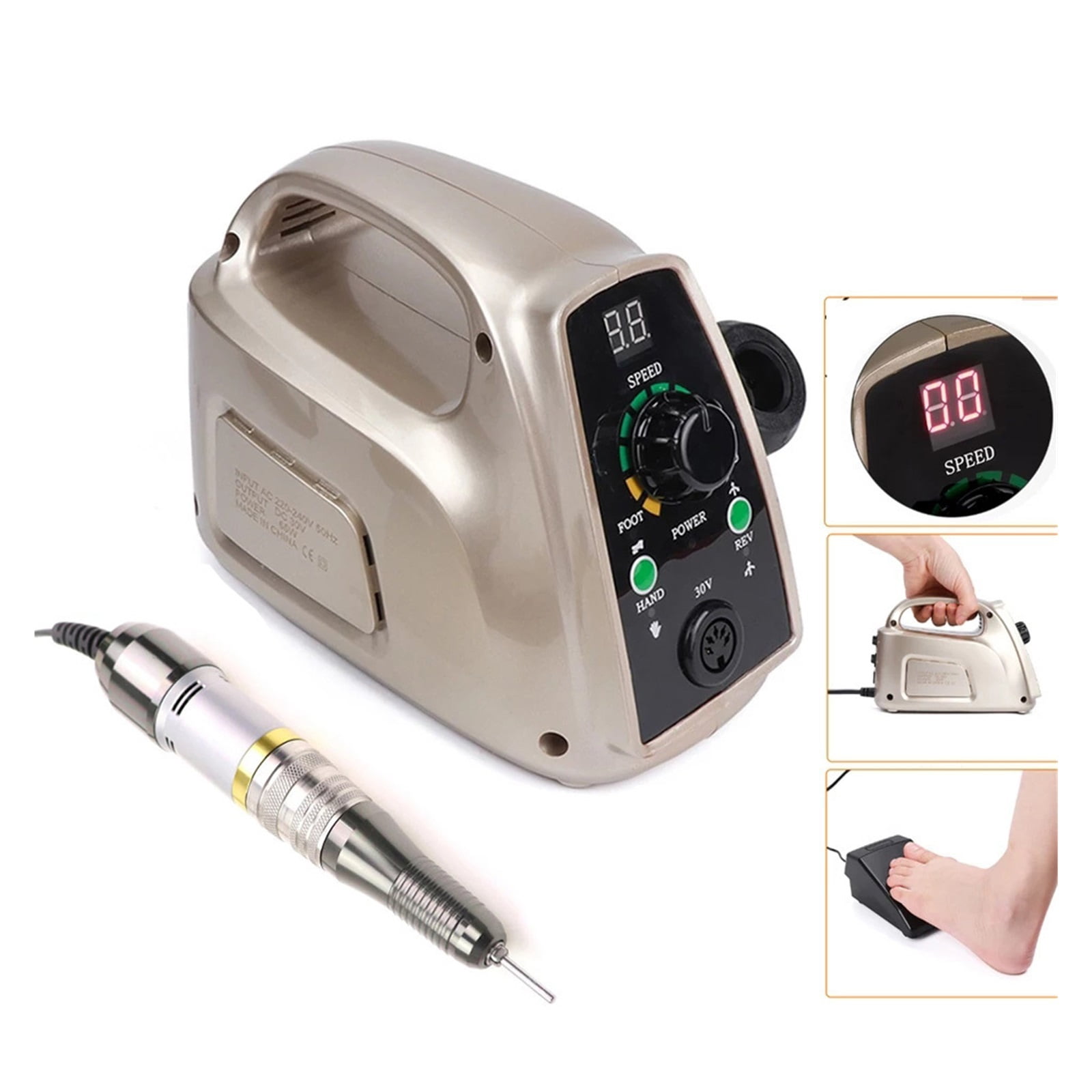Electric Nail Drill Machine, 35000RPM Nail Grinder Manicure Tools, Pedicure Drill, Professional Nail Milling Machine ,Low Noise