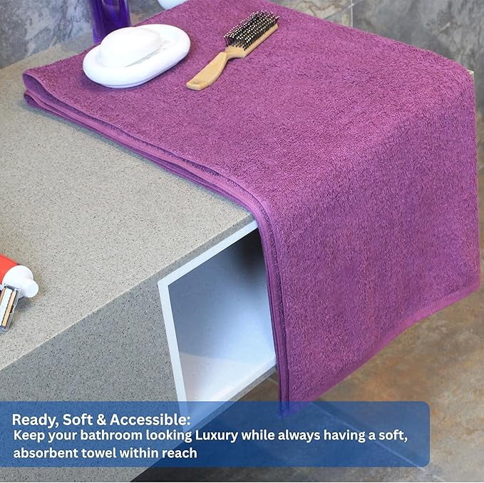 Americlassic Bath Sheet 30 × 60 inch – Pack of 3 Premium Purple Towels – 100% Cotton, Soft & Quick-Dry Absorbent Quality for Bathroom, Shower & Spa