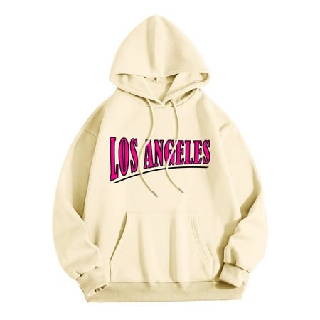 MKLEKYY Sweater Comb Womens Letter Printed Trendy Cool Fall/Winter Long Sleeved Drawstring Hooded Sweater