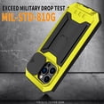 thumbnail image 5 of Case for iPhone 16 Pro,Military Grade 3 in 1 Metal Full-Body Rugged Stylish Kickstand Protective Case with Built-in Screen Protector Phone Case for iPhone 16 Pro,6.3 inch 2024 (Yellow), 5 of 15