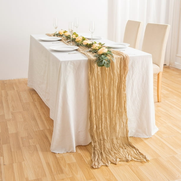 Paño de queso plisado, Camino de mesa con bandera de mesa de tela de queso plisado Diseño fácil de usar