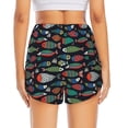 thumbnail image 4 of Goofa Hand Drawn Colorful Fishes Printed Women 2 in 1 Running Shorts,Quick Dry Athletic Workout Shorts,High Waisted Athletic Shorts with Liner Pockets-Small, 4 of 9